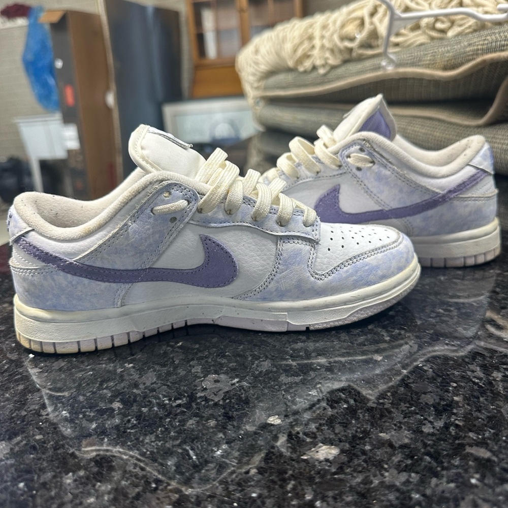 Nike White and Purple Dunks
